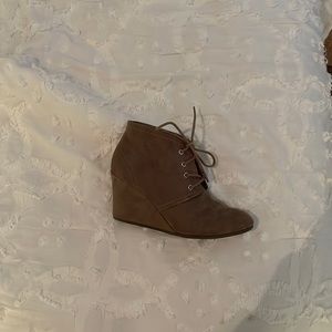 Brown wedged boots